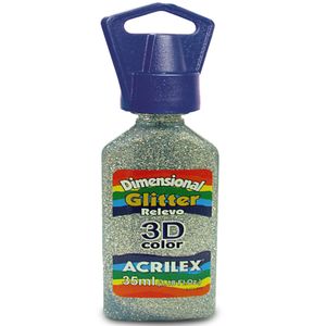Tinta Dimensional Acrilex Relevo Glitter 3D Prata - 35ml