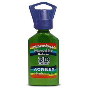Tinta Dimensional Acrilex Relevo Metallic 3D Verde Kiwi - 35ml