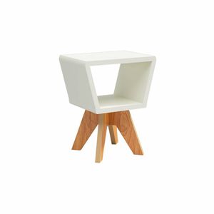 Mesa de Canto Dalla Costa Angular - Off White/Freijó
