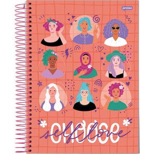 Caderno Espiral Universitário Jandaia It Girl Capa Dura - 200 Folhas