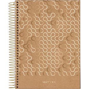 Caderno Espiral Colegial Jandaia Kraft Gold Capa Dura - 160 Folhas