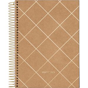 Caderno Espiral Colegial Jandaia Kraft Gold Capa Dura - 80 Folhas