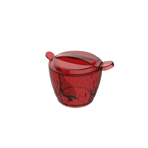 Açucareiro Crippa com Tampa e Colher Vermelho Transparente