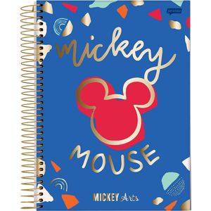 Caderno Espiral Universitário Jandaia Mickey Arts Capa Dura - 160 Folhas