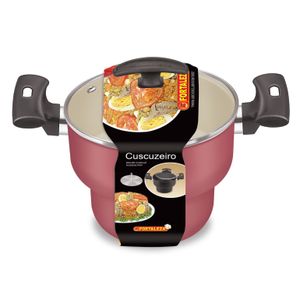 Cuscuzeira Antiaderente Fortaleza com Tampa de Vidro Artistic Cereja - 16cm
