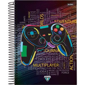 Caderno Espiral Universitário Jandaia Player 1 Capa Dura - 160 Folhas