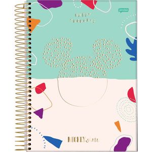 Caderno Espiral Universitário Jandaia Mickey Arts Capa Dura - 80 Folhas