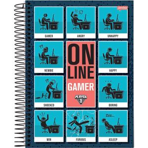 Caderno Espiral Universitário Jandaia Player 1 Capa Dura - 80 Folhas