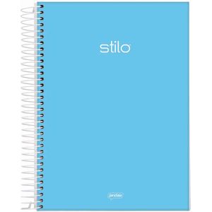 Caderno Espiral Universitário Jandaia Stilo Capa Dura Azul Pastel - 80 Folhas
