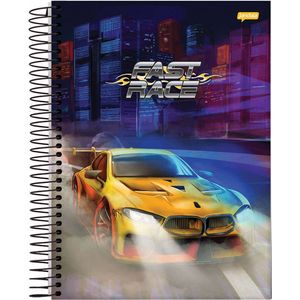 Caderno Espiral Universitário Jandaia Fast Race Capa Dura - 160 Folhas