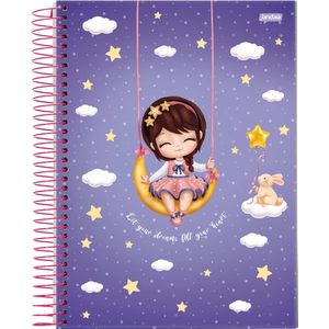 Caderno Espiral Universitário Jandaia Nina Capa Dura - 160 Folhas