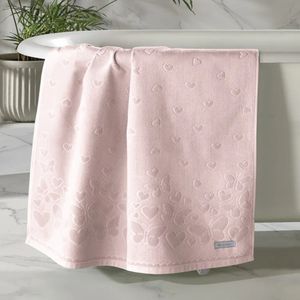 Toalha de Banho Döhler Jacquard Velour Romance Liso 70cm x 140cm - Rosa