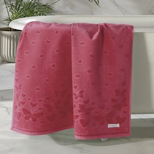 Toalha de Rosto Döhler Jacquard Velour Romance Liso 50cm x 80cm - Cereja