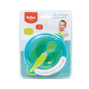 Kit Refeição vasilha e Colher Buba Infantil Azul