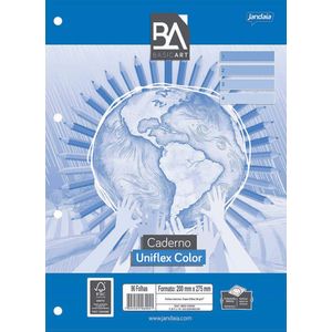 Caderno Uniflex Universitário Jandaia Basic Art Color - 96 Folhas