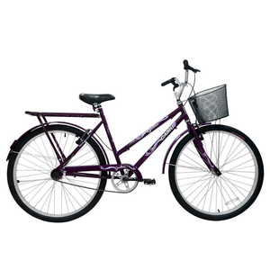 Bicicleta Cairu Aro 24 Genova Personalizada com Cesta e Freio V-Brake Violeta
