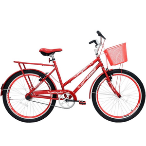 Bicicleta Cairu Aro 26 Genova Personalizada com Cesta e Freio V-Brake Vermelha