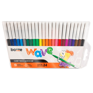 Caneta Hidrocor Bazze Wave Ponta Fina - 24 Cores