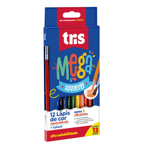 Lápis de Cor Tris Mega Aquarell + 1 Pincel - 12un
