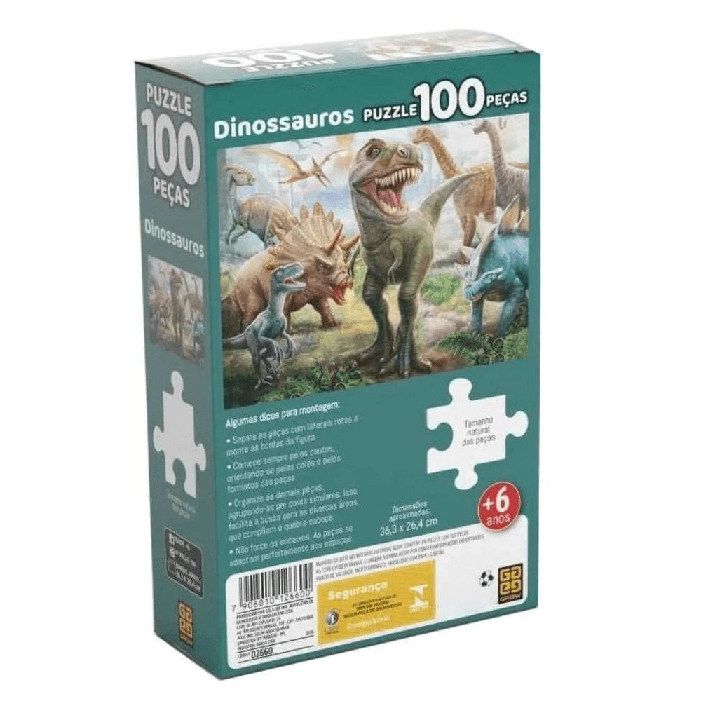 Puzzle 100 peças Dinossauros - Loja Grow