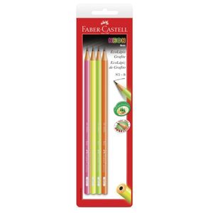 Ecolápis Grafite Faber Castell Max Neon Cartela com 4 Unidades