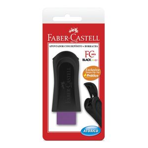 Apontador com Borracha e Depósito Faber Castell Mix Blackneon Cartela com 1 Unidade