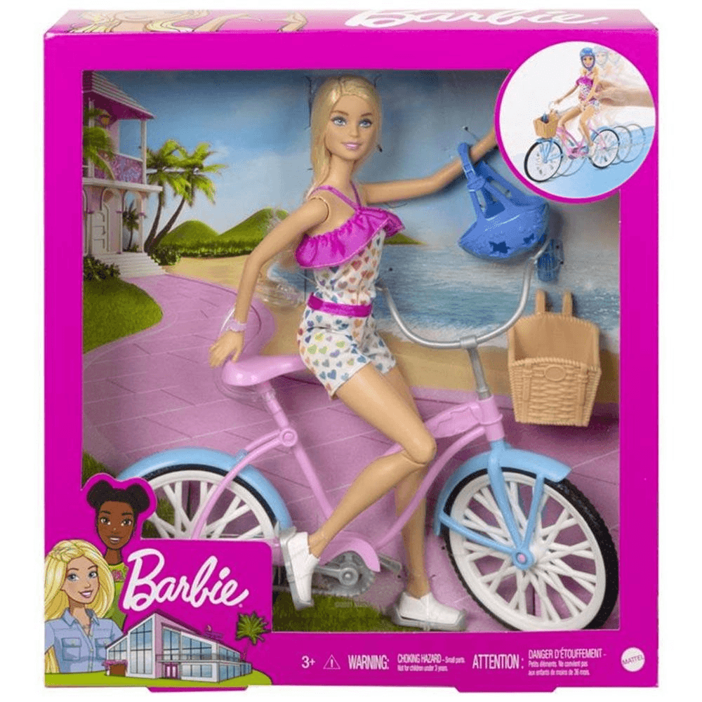 Boneca Barbie com Bicicleta - Mattel - nivalmix