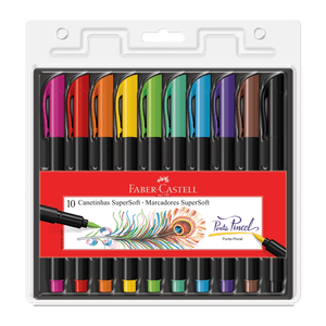 Canetinha Hidrográfica Faber Castell SuperSoft BrushPen 10 Cores