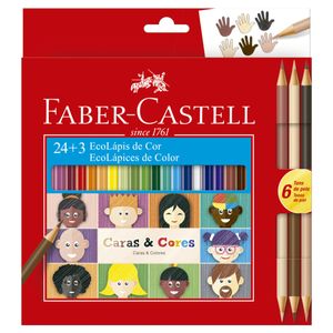 Ecolápis de Cor Faber Castell Caras & Cores 24 + 6 Tons de Pele