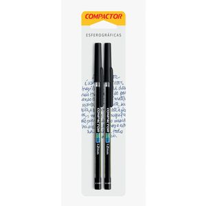 Caneta Esferográfica Compactor 07B 1.2mm Preta - 2un