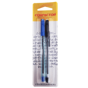 Caneta Esferográfica Compactor 07B 1.2mm Preta e Azul - 2un