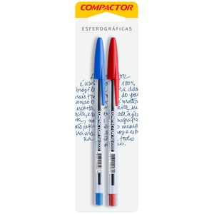 Caneta Esferográfica Compactor Top 2000 1.0mm Azul e Vermelho - 2un