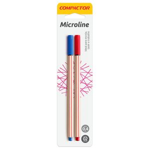 Caneta Fineliner Compactor Microline 0.4mm Azul e Vermelho - 2un