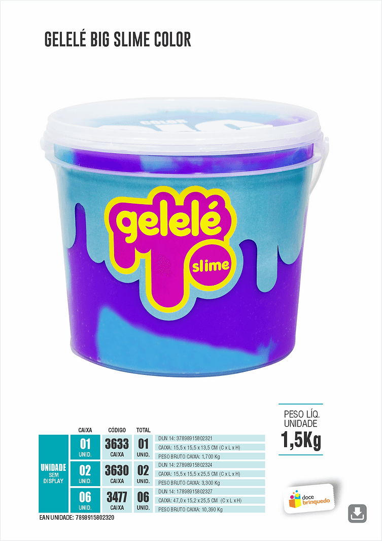Gelelé Slime Colorida Unicónio Caixa c/24 unid. Cores Sortidas - Big Nunes  Comercial