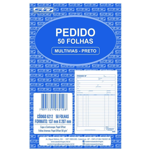 Bloco de Pedido Médio Multivias 50 Folhas - Preto - São Domingos