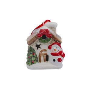 Enfeite Casinha Magizi Natal com Led para Árvore Branco 5,8cmx5cmx7cm