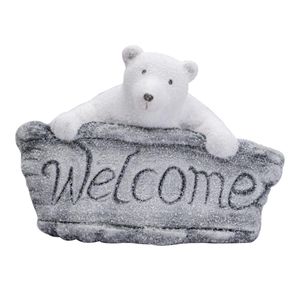 Urso Magizi Welcome em Cerâmica 16,5cmx10,2cmx11,3cm - Branco