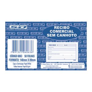 Bloco de Recibo Comercial sem Canhoto 50 Folhas - Preto - São Domingos