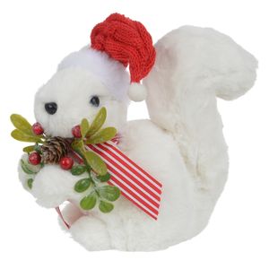 Esquilo Decorativo D&A Natal em Pé Vermelho e Branco 17cmx19cmx11cm