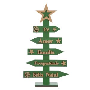 Enfeite Árvore de Natal D&A MDF Verde e Dourado 25,5cmx14cm
