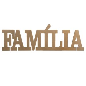 Enfeite Natal D&A Família em MDF Dourado 10cmx30cm