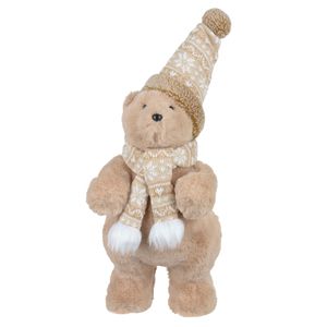 Urso Decorativo D&A Natal em Pé Bege 40cmx19cmx18cm