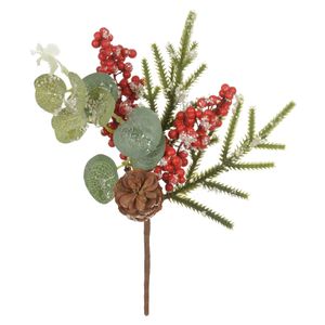 Haste Pick Berry D&A Natal Açucarado com Pinha Vermelha - 23 cm