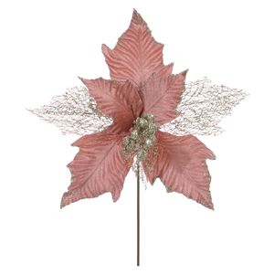 Haste Bico de Papagaio D&A Natal Aveludado com Tela Rose - 24 cm