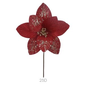 Haste Bico de Papagaio D&A Aveludado Vermelho com Glitter Champanhe - 27cm