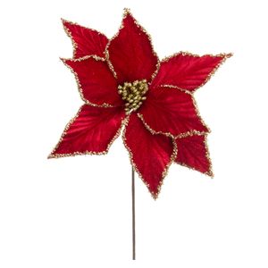 Haste Bico de Papagaio D&A Aveludado Vermelho com Glitter Dourado - 24cm