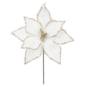 Haste Bico de Papagaio D&A Aveludado Off White com Glitter Champagne - 24cm