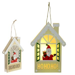 Placa Decorativa D&A Natal Papai Noel com Led Bege e Vermelho 15cmx21cm