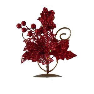 Castiçal Decorado Magizi Glitter Vermelho - 20 cm