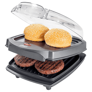 Grill Elétrico Burguer Oster 2 em 1 com Estufa 127V Cinza - OGRL500